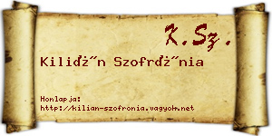 Kilián Szofrónia névjegykártya